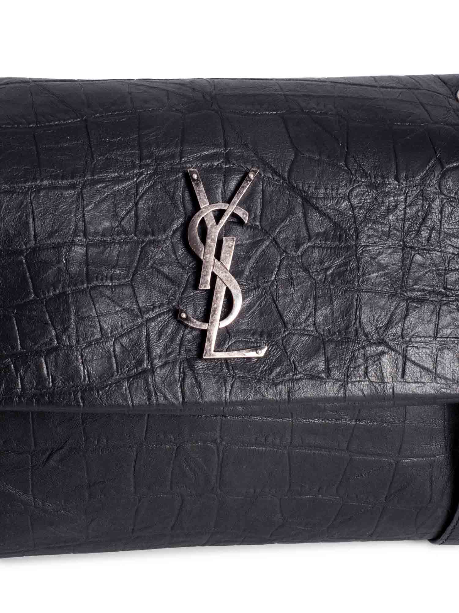Yves Saint Laurent Crocodile Embossed LeatherWest Hollywood Bag Black