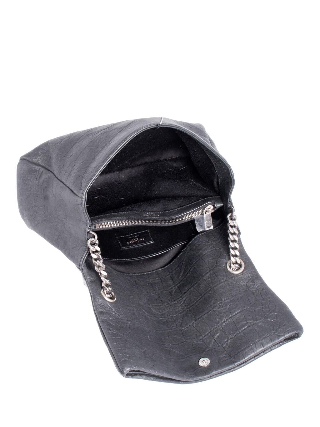 Yves Saint Laurent Crocodile Embossed LeatherWest Hollywood Bag Black