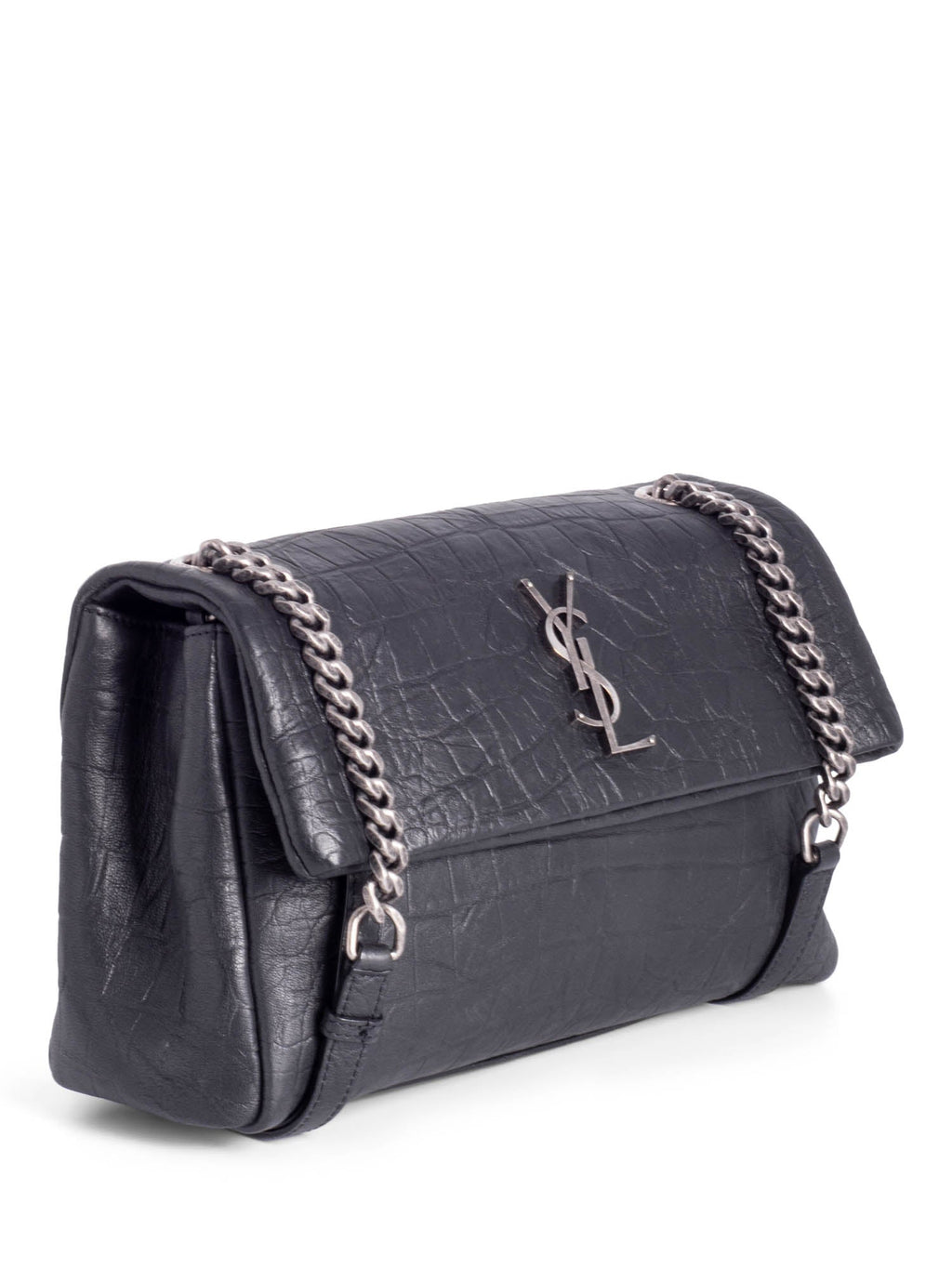 Yves Saint Laurent Crocodile Embossed LeatherWest Hollywood Bag Black