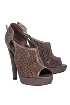 Yves Saint Laurent - Dark Taupe Suede & Leather Mesh Platform Heels Sz 9