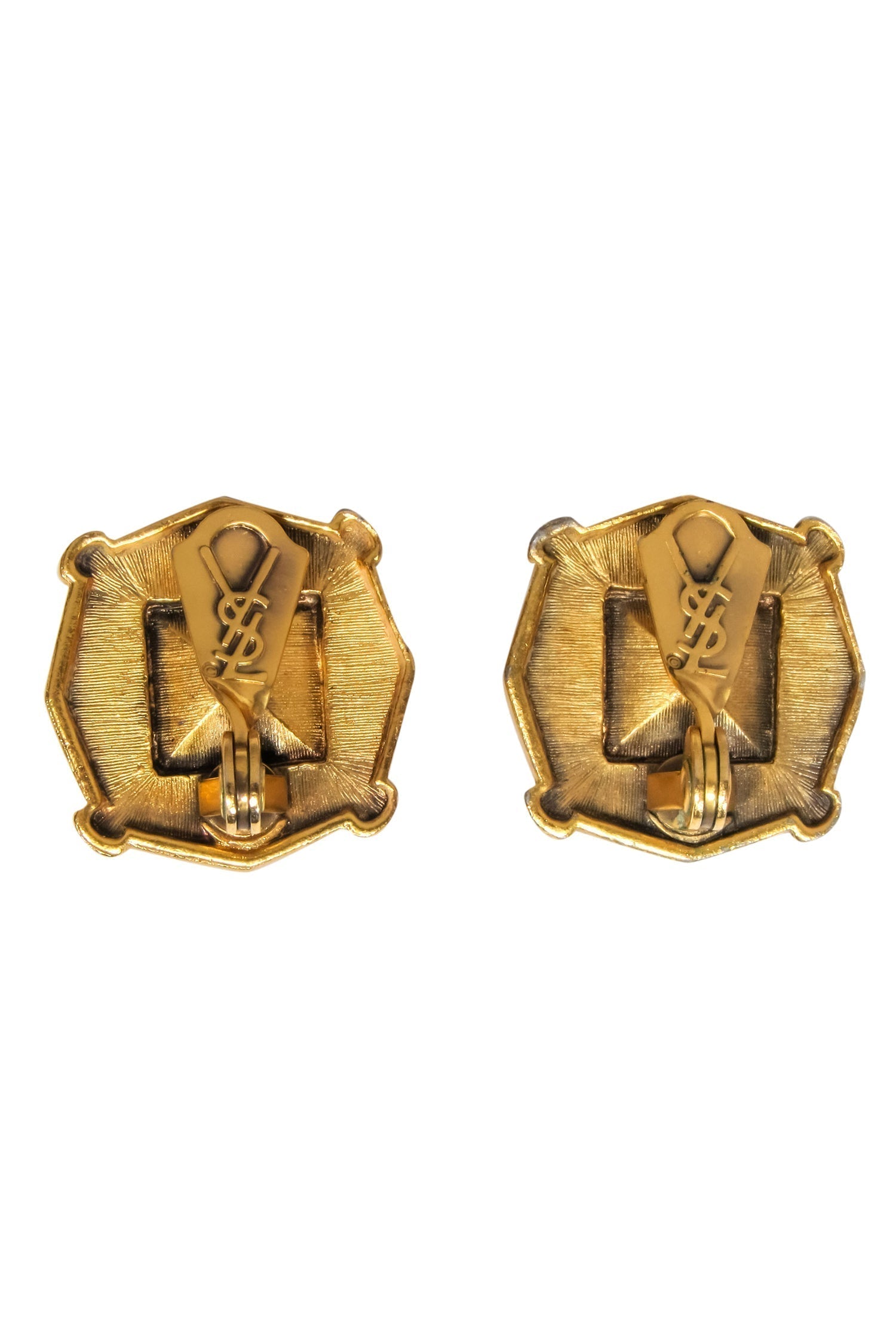 Yves Saint Laurent - Gold & Black Statement Clip-On Earrings