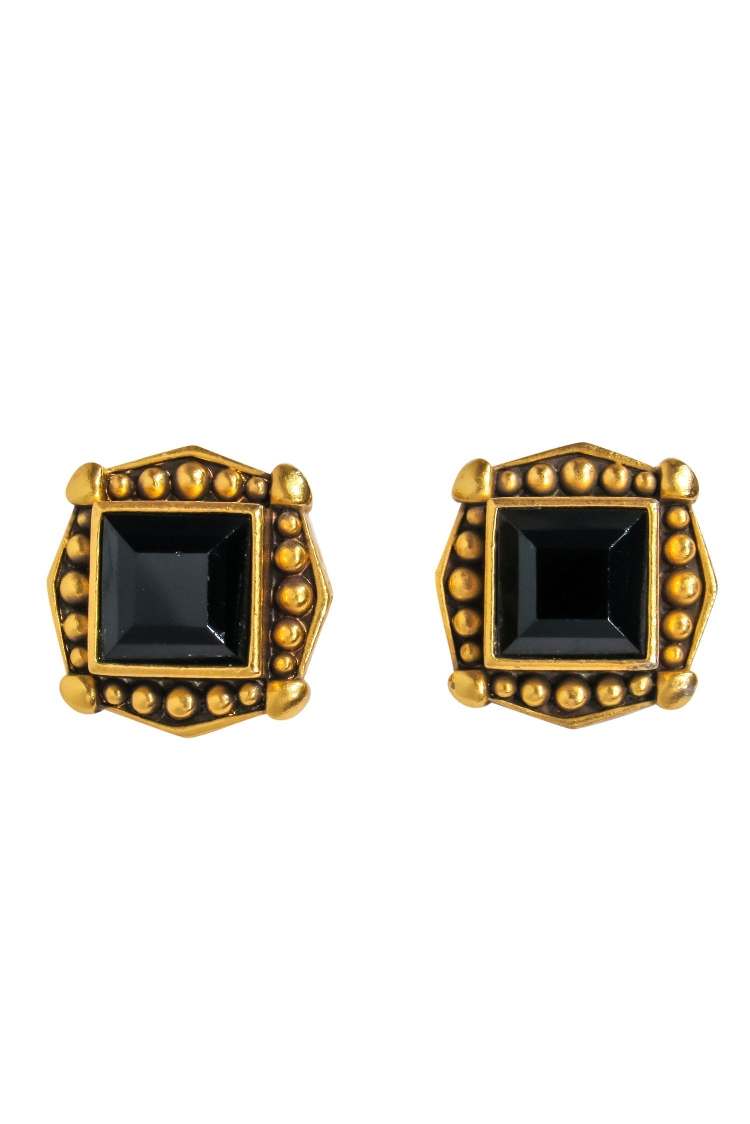 Yves Saint Laurent - Gold & Black Statement Clip-On Earrings