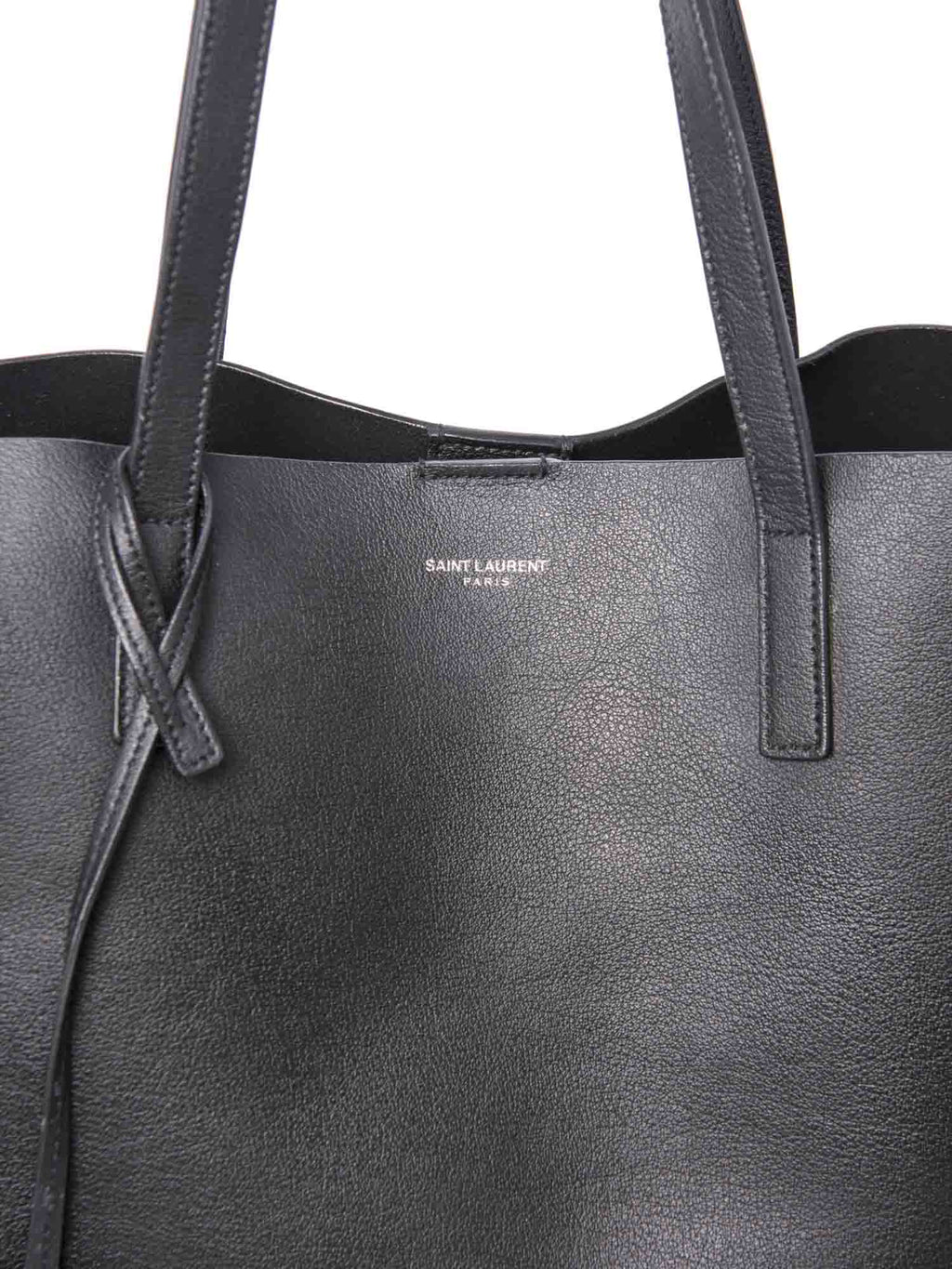 Yves Saint Laurent Leather East-West Fringe Tote Bag Black