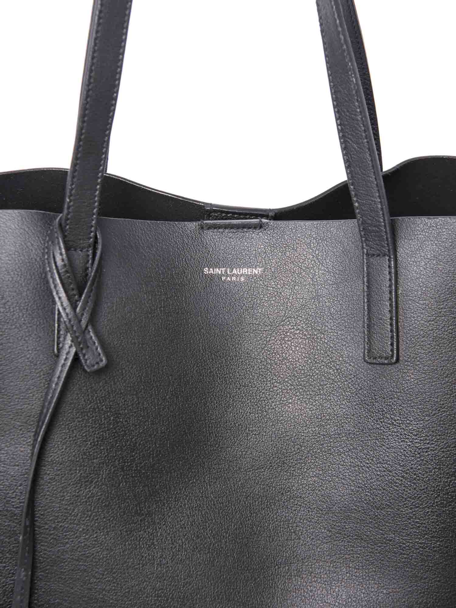 Yves Saint Laurent Leather East-West Fringe Tote Bag Black