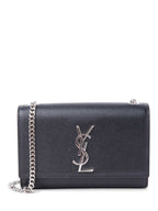 Yves Saint Laurent Leather Kate Small Messenger Bag Black Silver