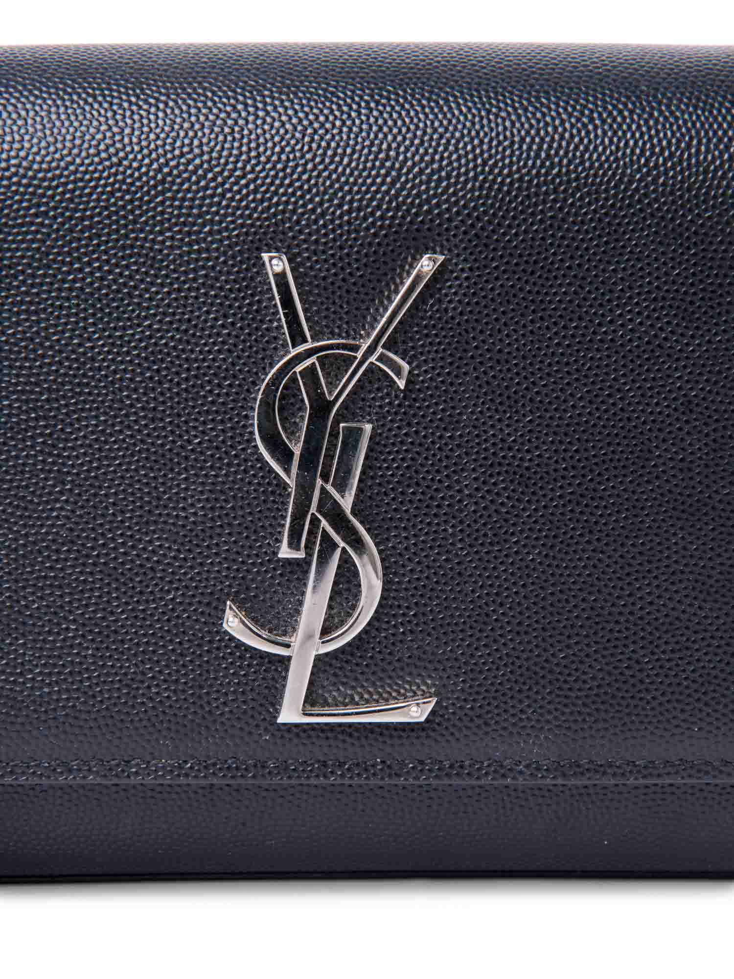 Yves Saint Laurent Leather Kate Small Messenger Bag Black Silver