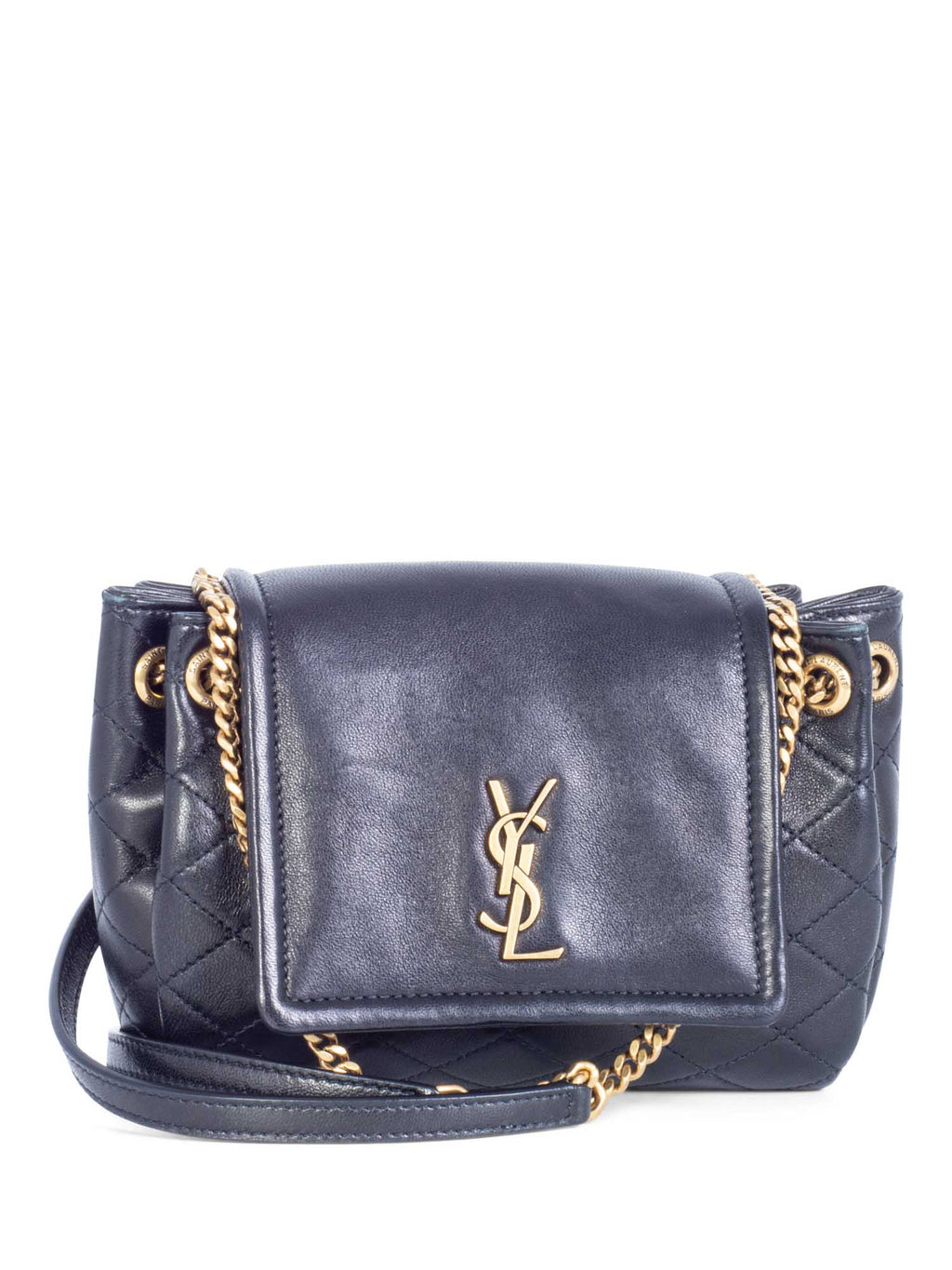 Yves Saint Laurent Leather Nolita Crossbody Bag Black Gold
