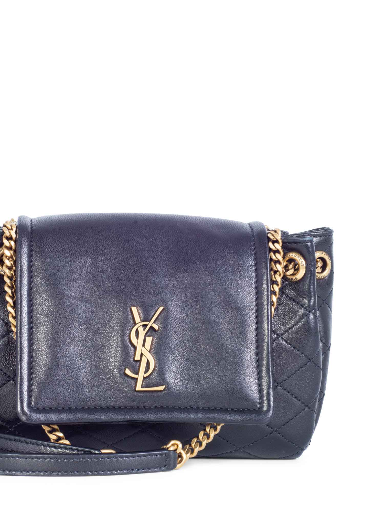 Yves Saint Laurent Leather Nolita Crossbody Bag Black Gold