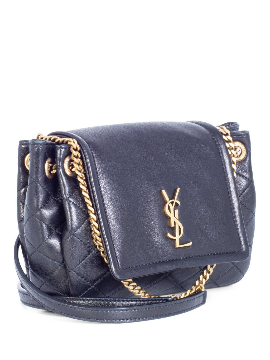 Yves Saint Laurent Leather Nolita Crossbody Bag Black Gold