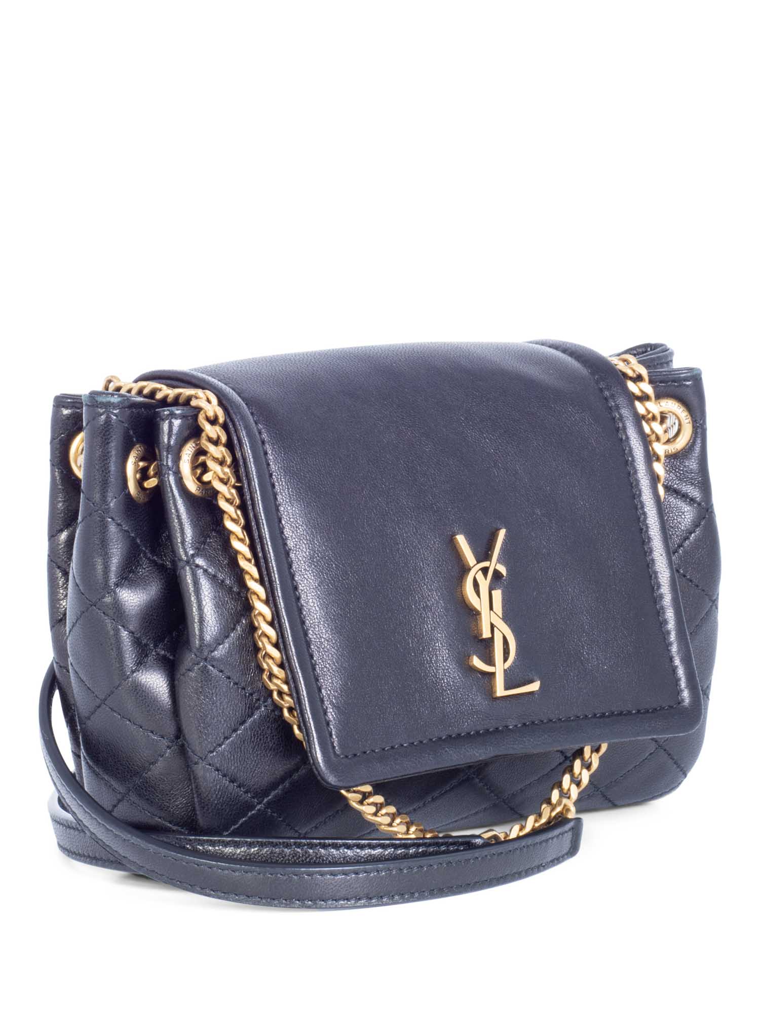 Yves Saint Laurent Leather Nolita Crossbody Bag Black Gold