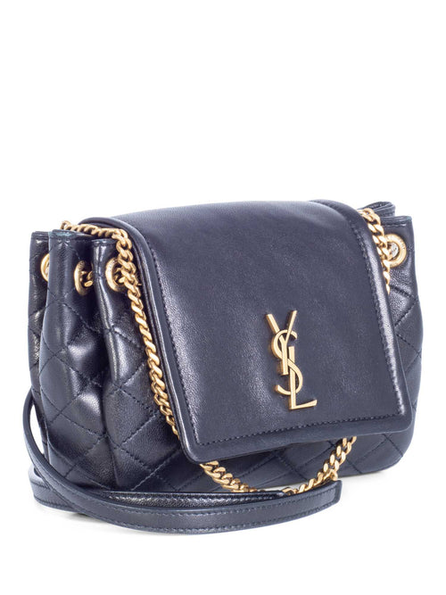 Yves Saint Laurent Leather Nolita Crossbody Bag Black Gold