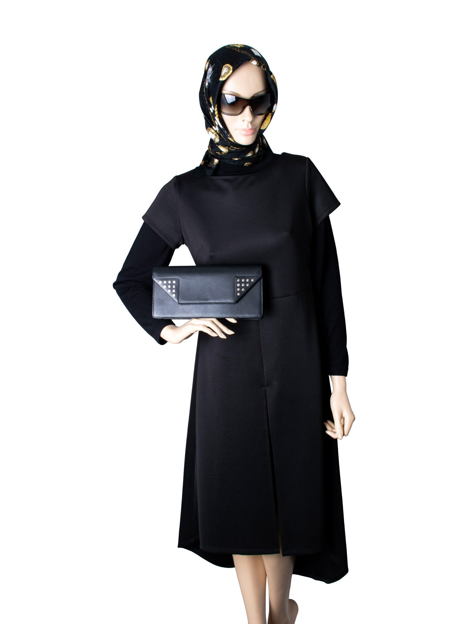 Yves Saint Laurent Leather Sac Betty Studded Clutch Black