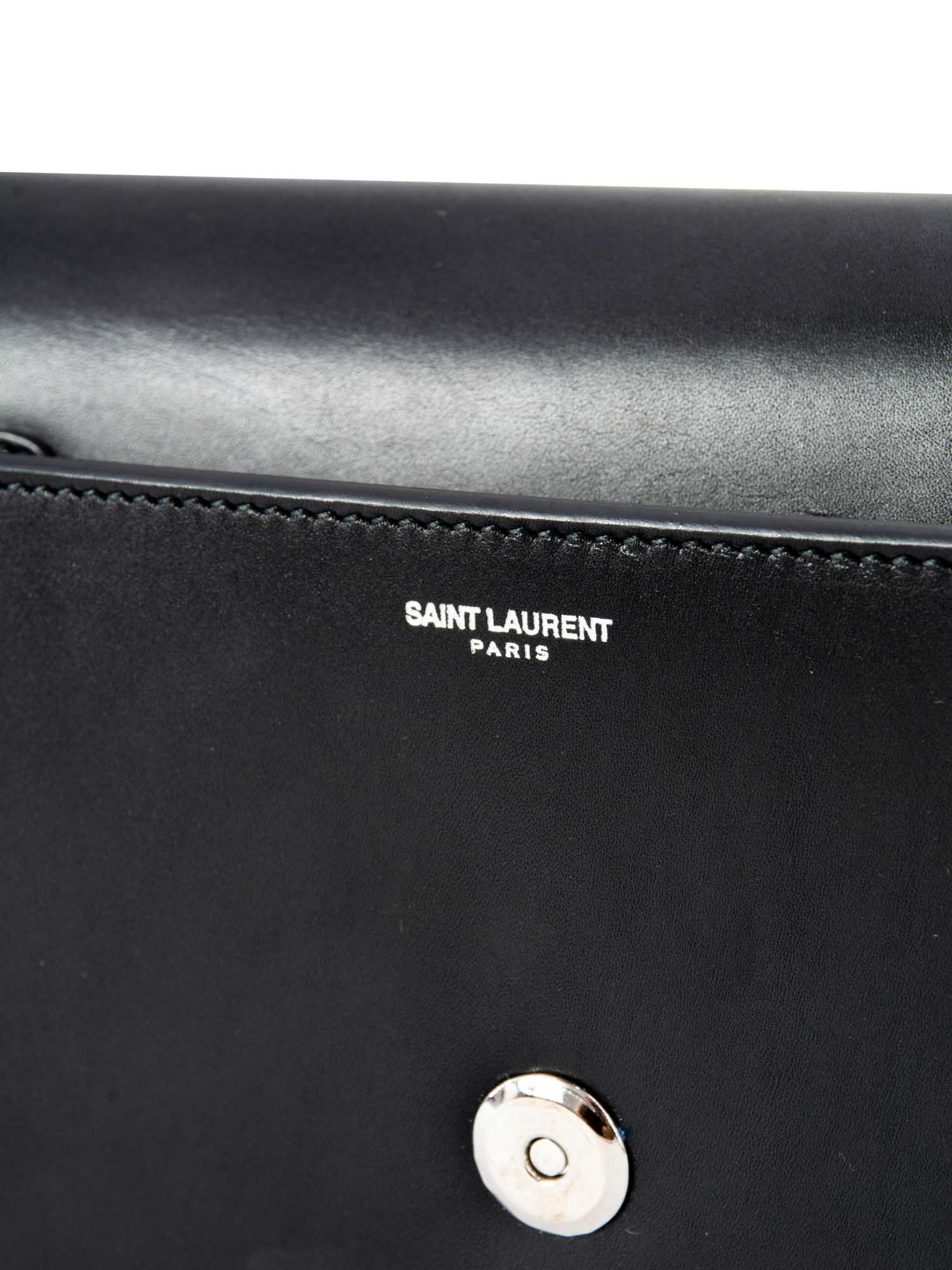 Yves Saint Laurent Leather Sac Betty Studded Clutch Black