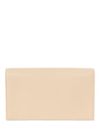 Yves Saint Laurent Logo Grained Leather Clutch Biege Gold