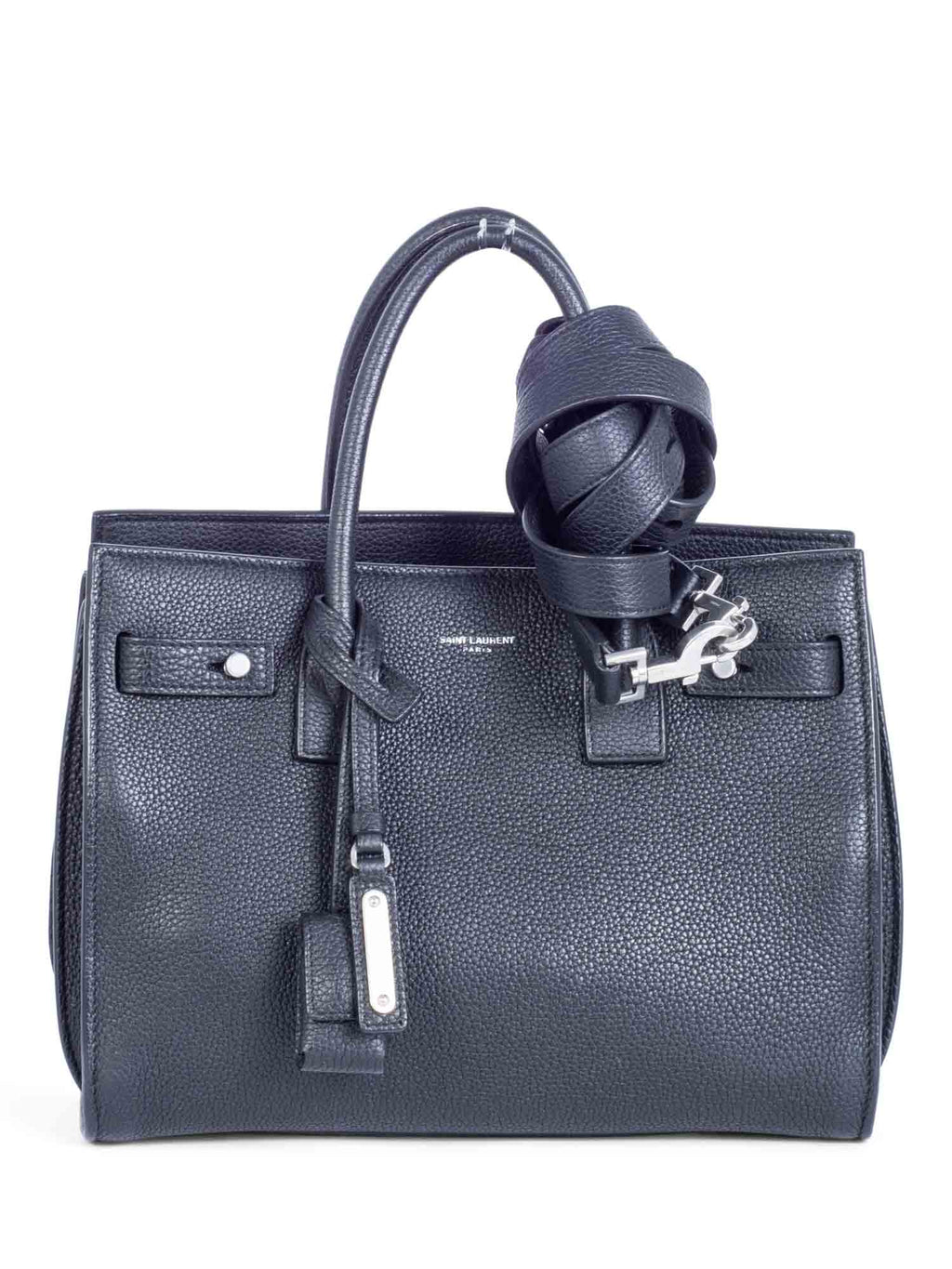 Yves Saint Laurent Logo Leather Baby Sac Du Jour Bag Black
