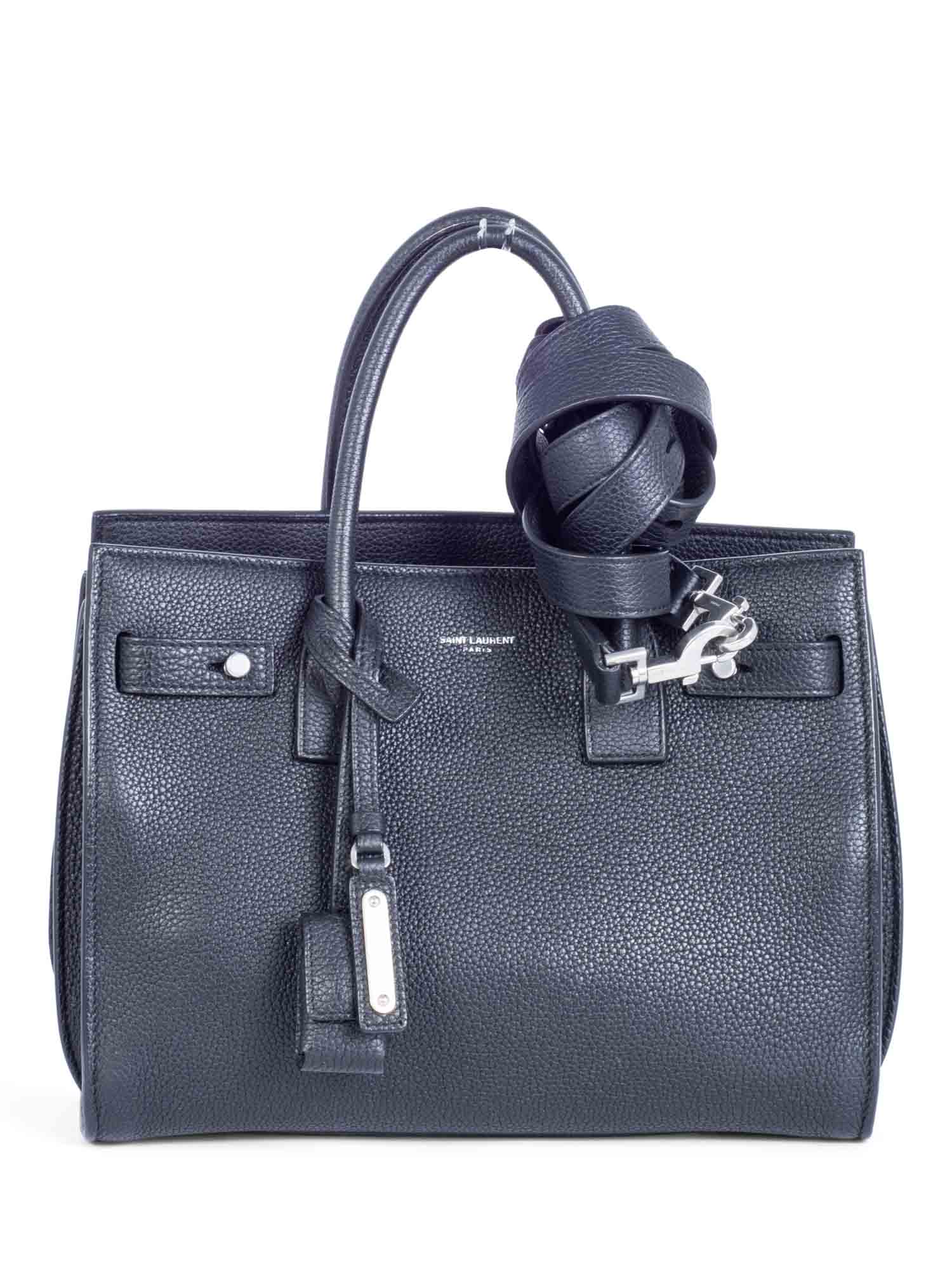 Yves Saint Laurent Logo Leather Baby Sac Du Jour Bag Black