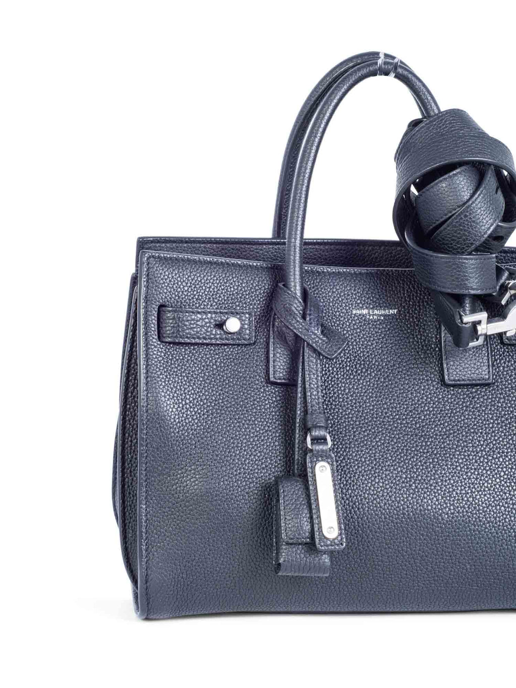 Yves Saint Laurent Logo Leather Baby Sac Du Jour Bag Black