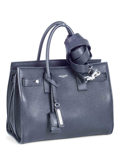 Yves Saint Laurent Logo Leather Baby Sac Du Jour Bag Black