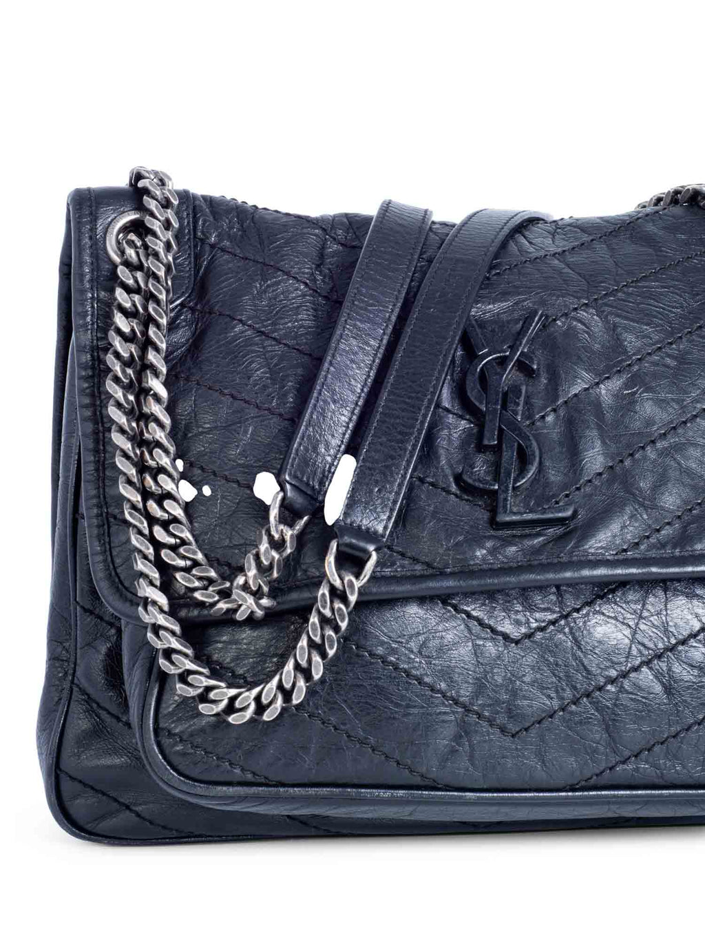 Yves Saint Laurent Logo Leather Flap Niki Bag Black