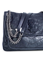 Yves Saint Laurent Logo Leather Flap Niki Bag Black