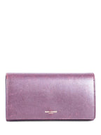 Yves Saint Laurent Logo Leather Flap Travel Wallet Burgundy