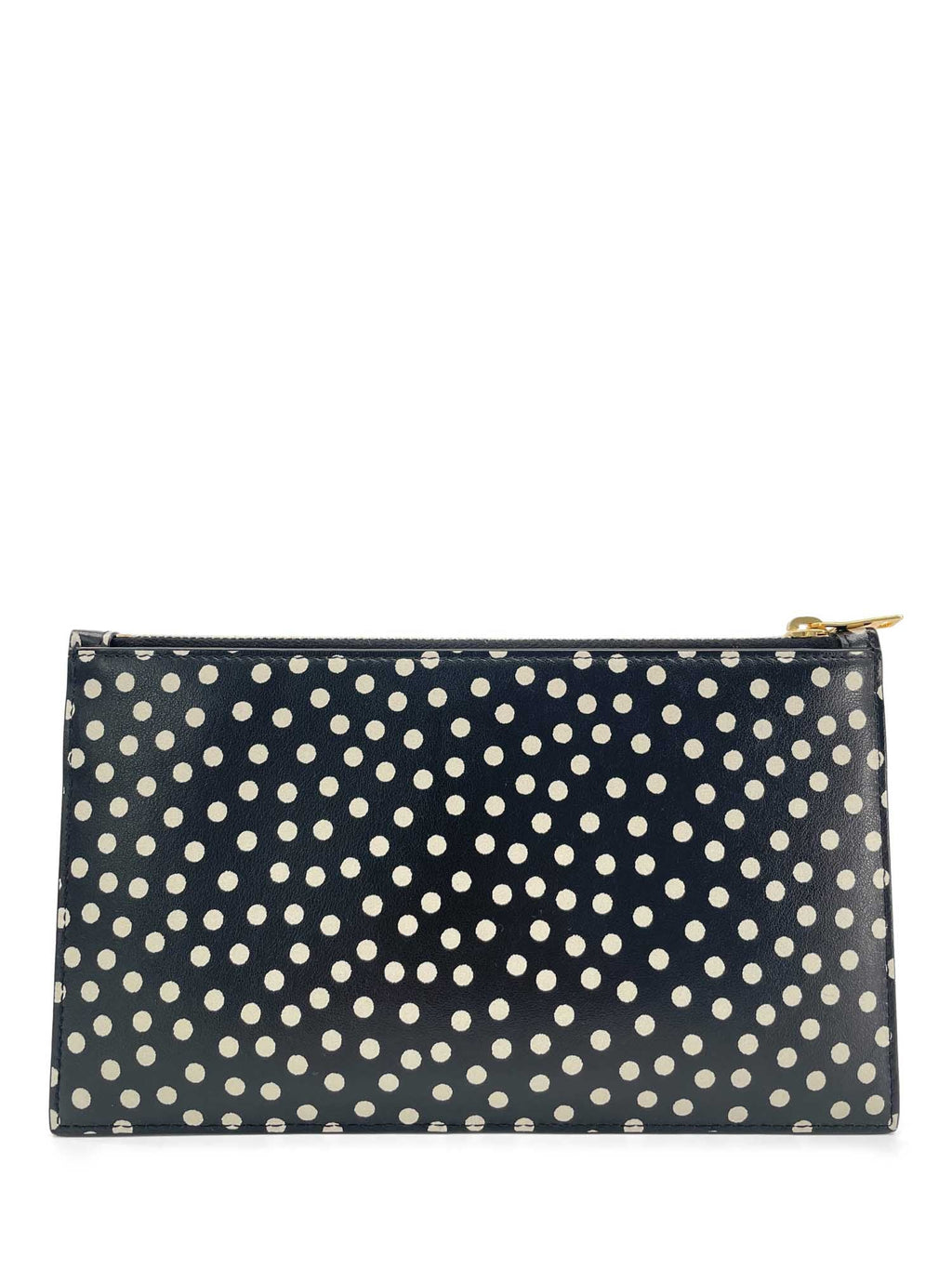 Yves Saint Laurent Logo Polkadot Clutch Black White