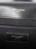 Yves Saint Laurent Logo Quilted Leather 24K Gold Plated Messenger Bag Black