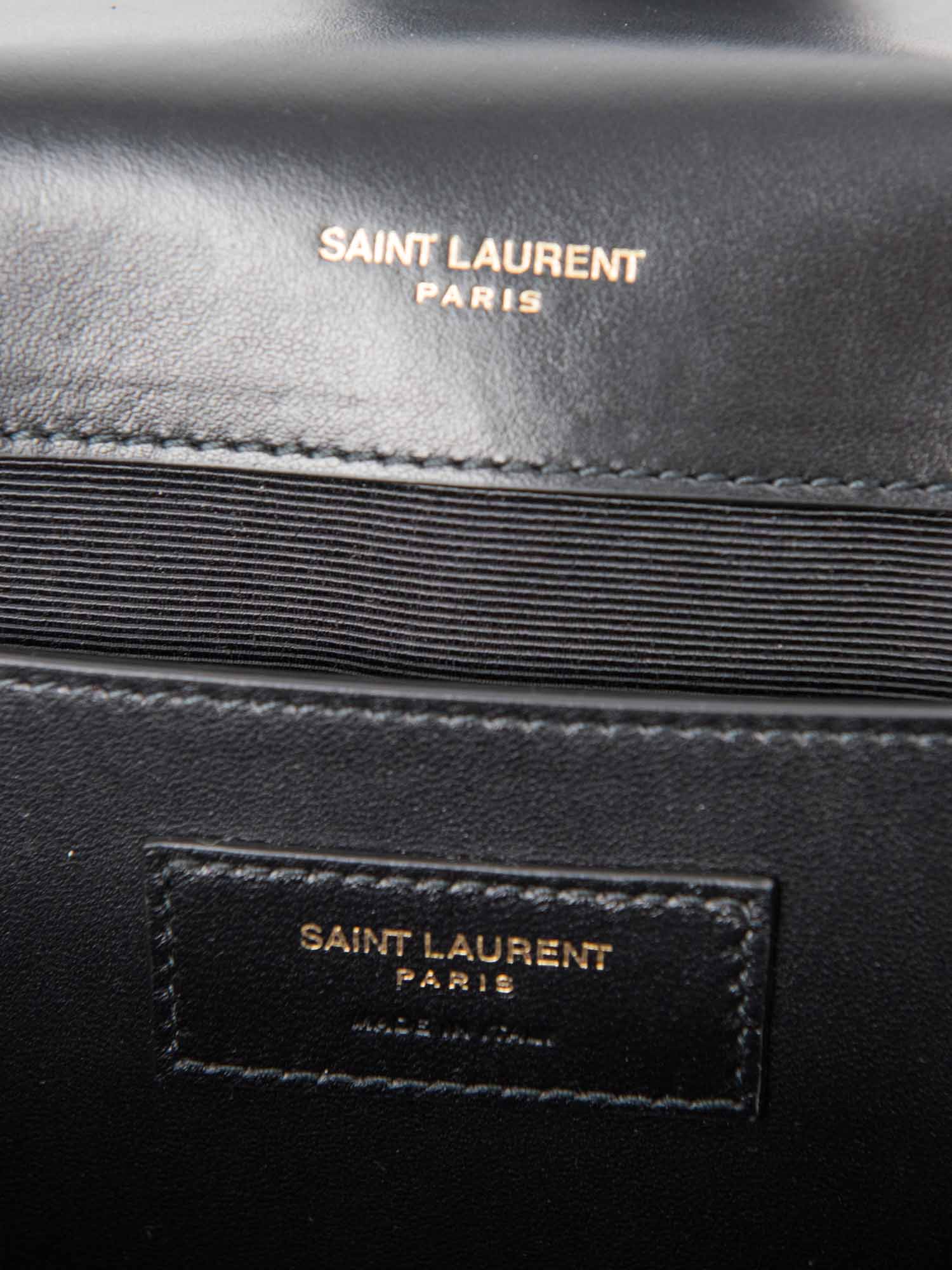 Yves Saint Laurent Logo Quilted Leather 24K Gold Plated Messenger Bag Black