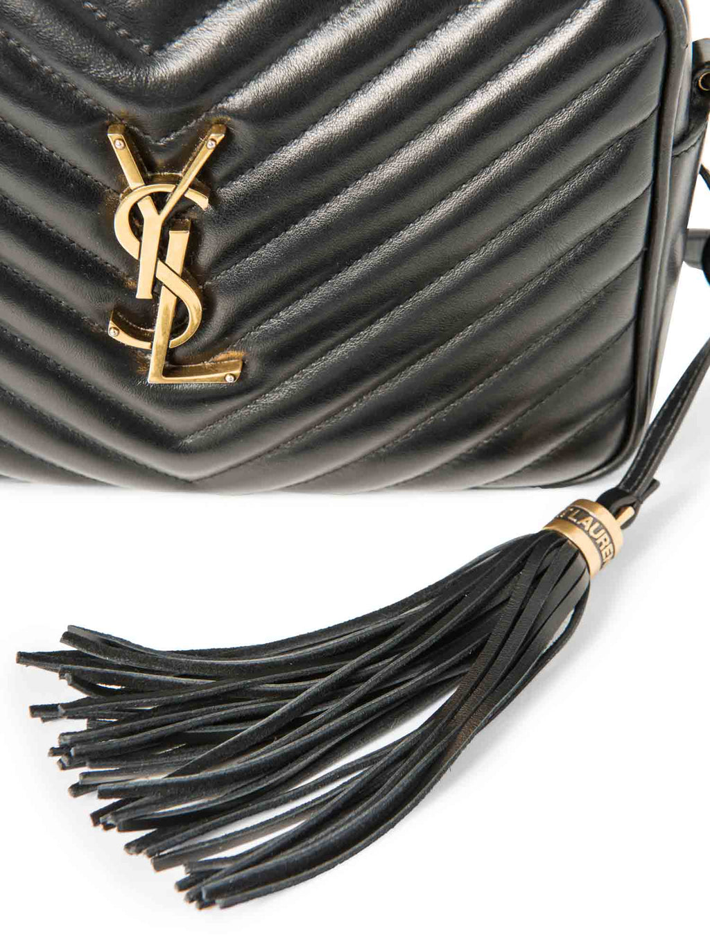 Yves Saint Laurent Logo Quilted Leather Medium Lou Camera Bag Black