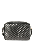 Yves Saint Laurent Logo Quilted Leather Medium Lou Camera Bag Black