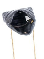 Yves Saint Laurent Logo Quilted Leather Puffer Bag Black