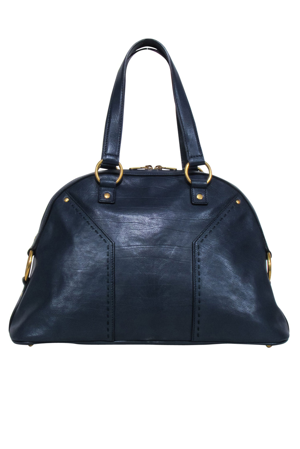 Yves Saint Laurent - Navy Leather Barrel Handbag