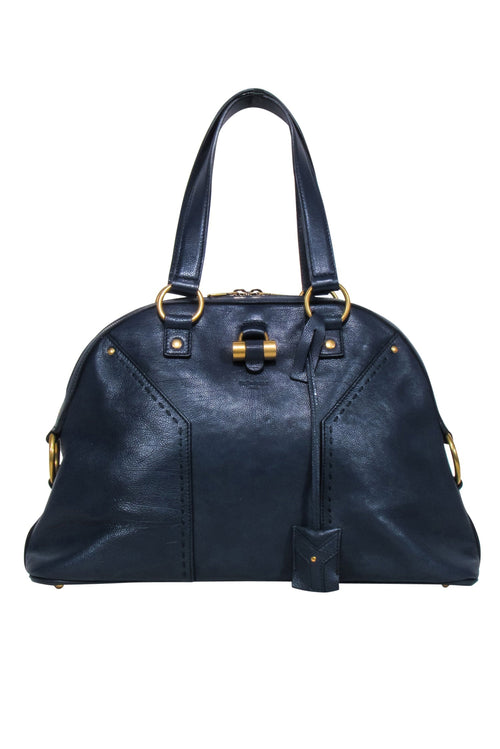 Yves Saint Laurent - Navy Leather Barrel Handbag