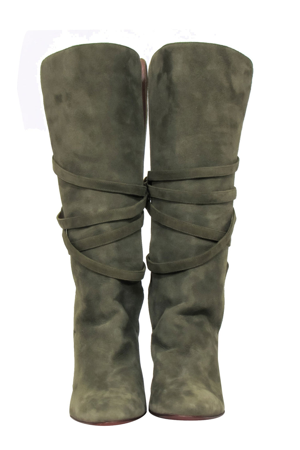 Yves Saint Laurent - Olive Green Suede Tall Boots Sz 8.5