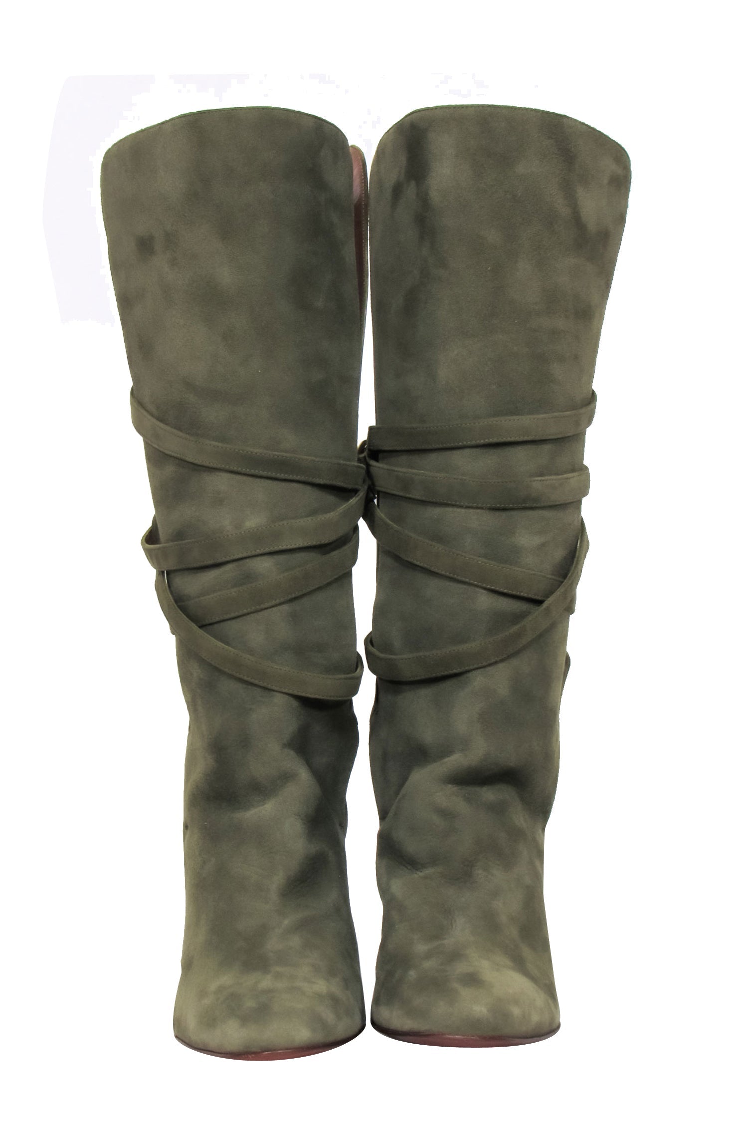 Yves Saint Laurent - Olive Green Suede Tall Boots Sz 8.5