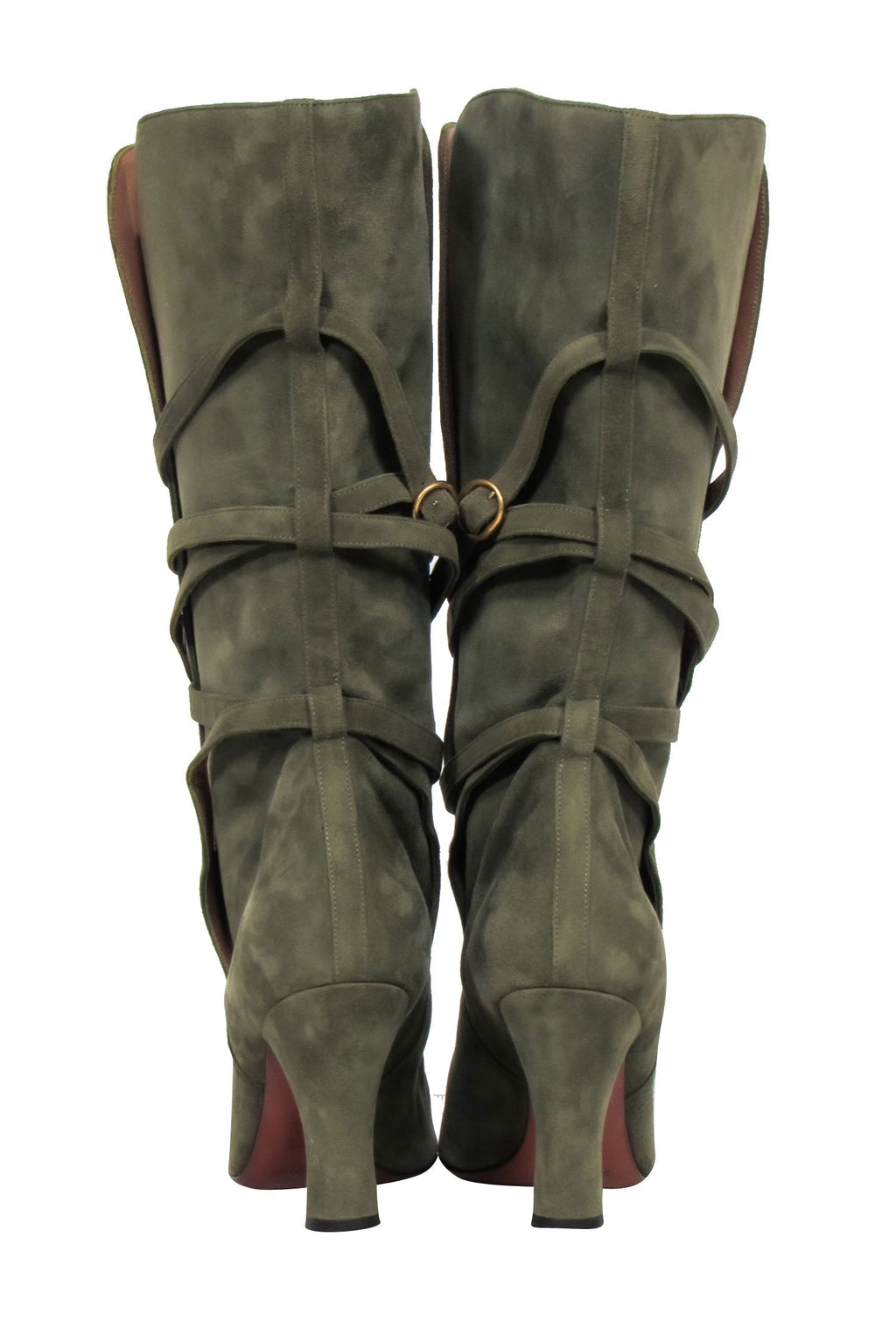 Yves Saint Laurent - Olive Green Suede Tall Boots Sz 8.5