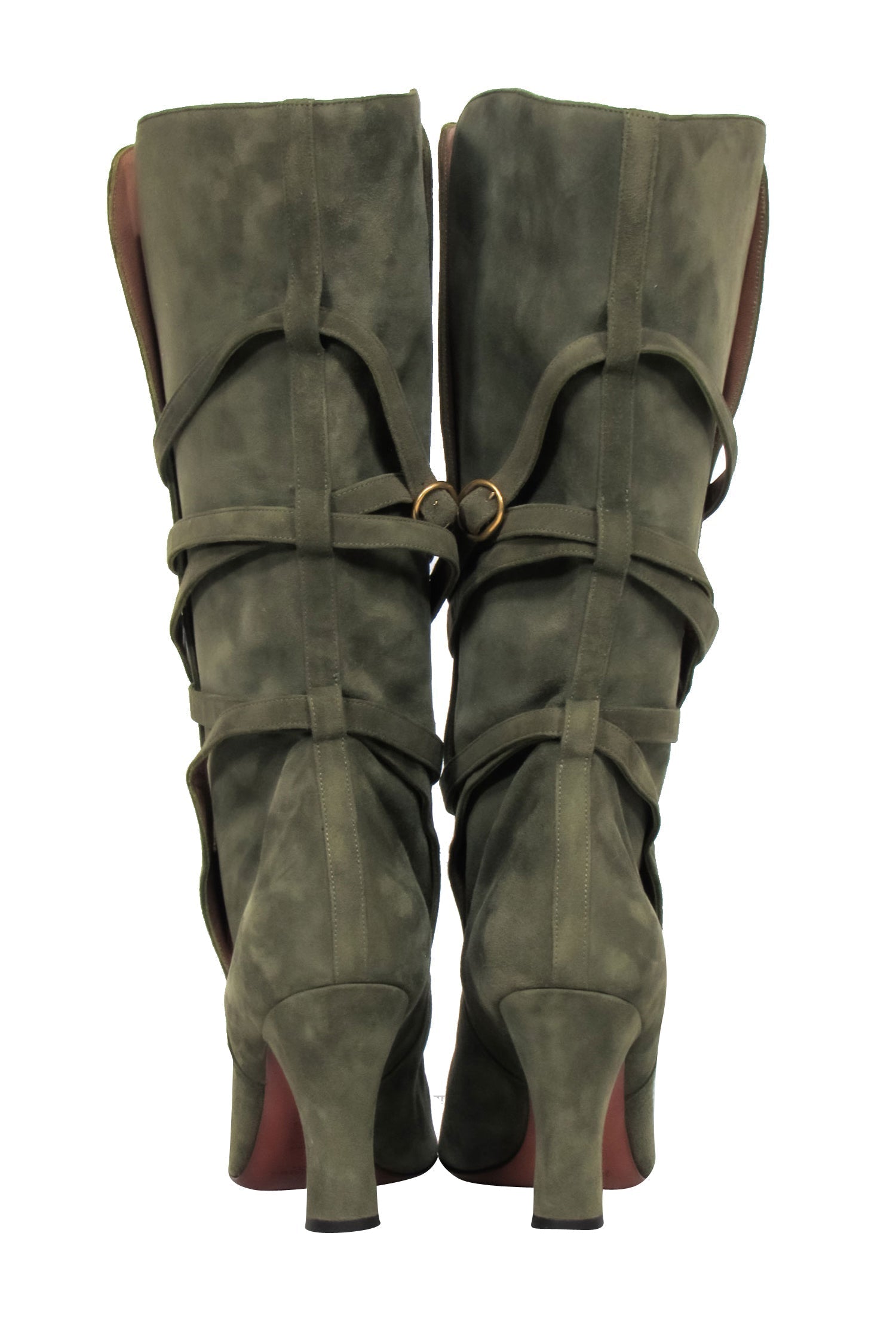 Yves Saint Laurent - Olive Green Suede Tall Boots Sz 8.5