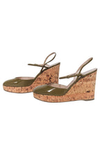 Yves Saint Laurent - Olive Patent Leather Round Toe Wedges Sz 5