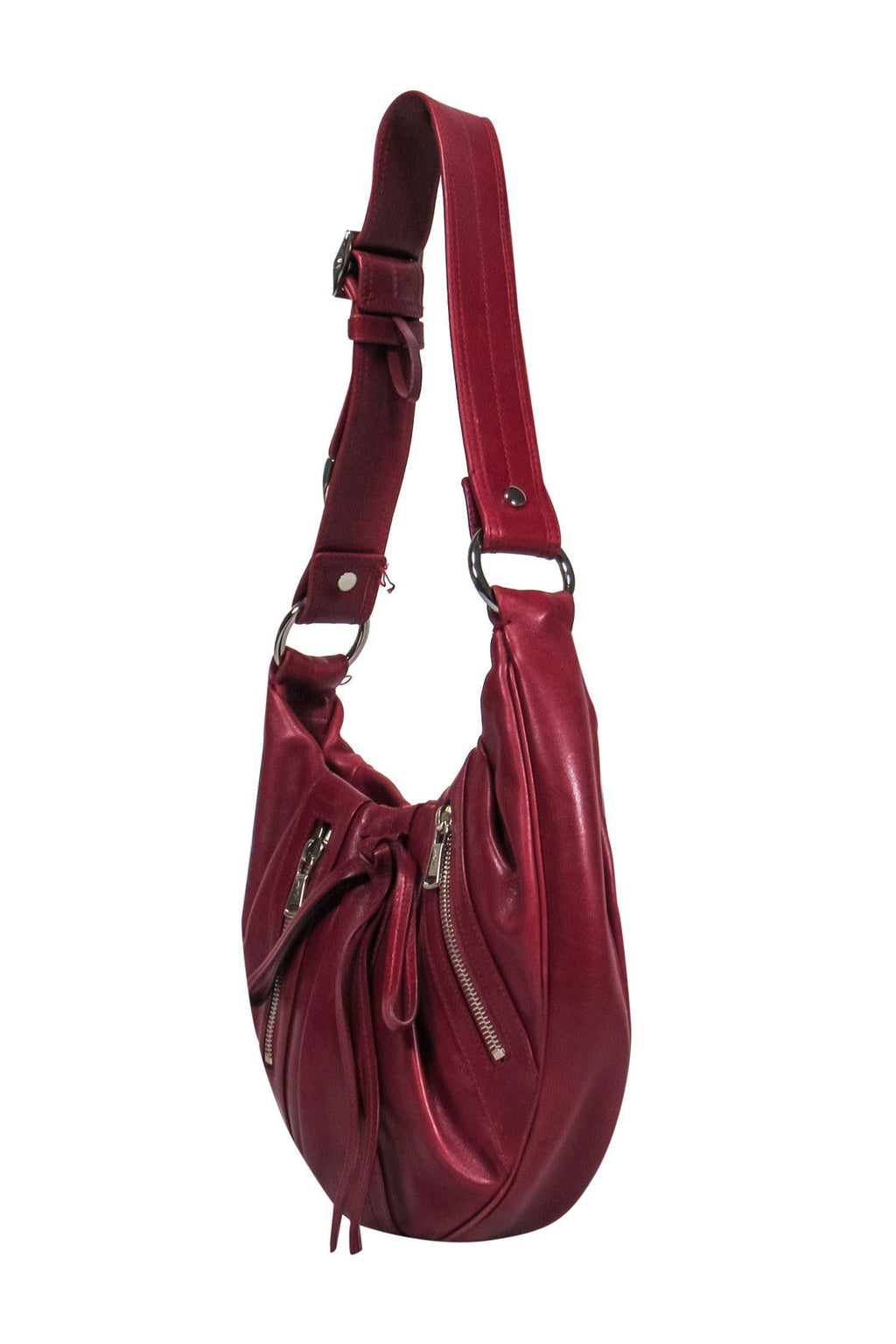 Yves Saint Laurent - Oxblood Leather Rounded Shoulder Hobo Bag