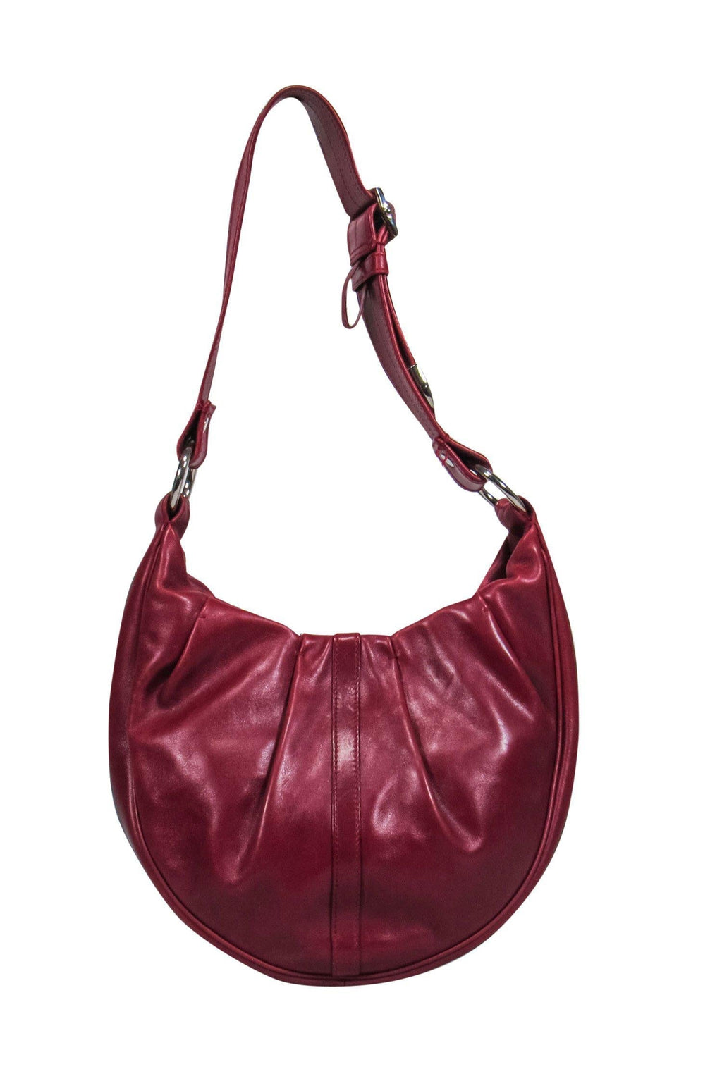 Yves Saint Laurent - Oxblood Leather Rounded Shoulder Hobo Bag