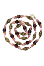 Yves Saint Laurent -  Purple & Pink Glass Beads Chain Necklace