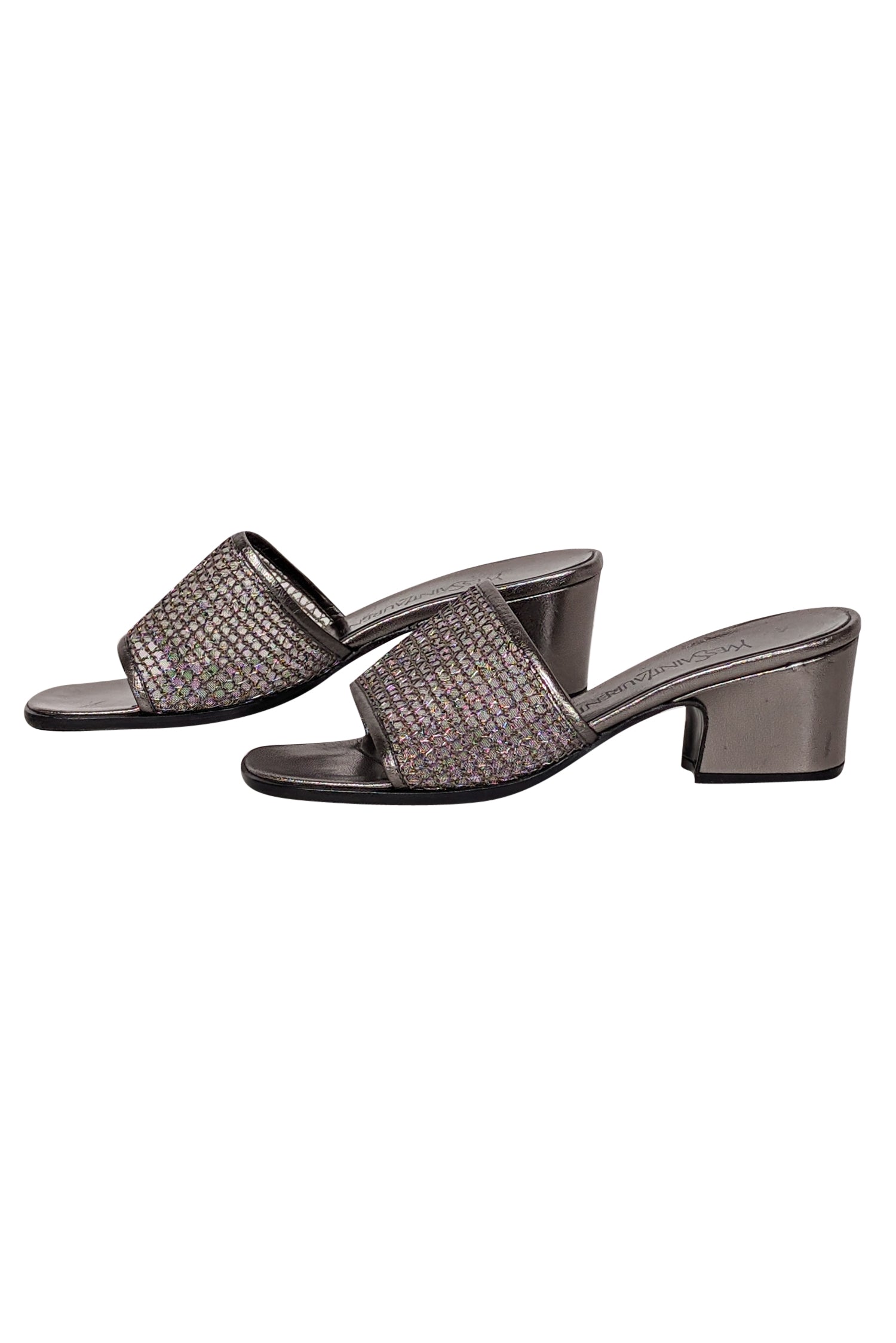 Yves Saint Laurent - Silver Open-Toe Mule Pumps Sz 7.5