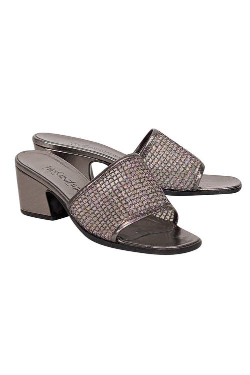 Yves Saint Laurent - Silver Open-Toe Mule Pumps Sz 7.5