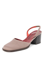 Yves Saint Laurent Slingback Block Heel Shoes Taupe