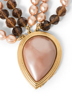 Yves Saint Laurent Stamped Vintage Layered Pearl Necklace Rose Gold