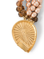 Yves Saint Laurent Stamped Vintage Layered Pearl Necklace Rose Gold