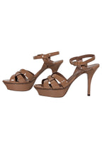 Yves Saint Laurent - Tan Patent Leather Open Toe Pumps Sz 6