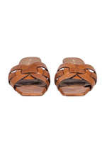 Yves Saint Laurent - Tan Tribute Woven Leather Slides Sz 8.5
