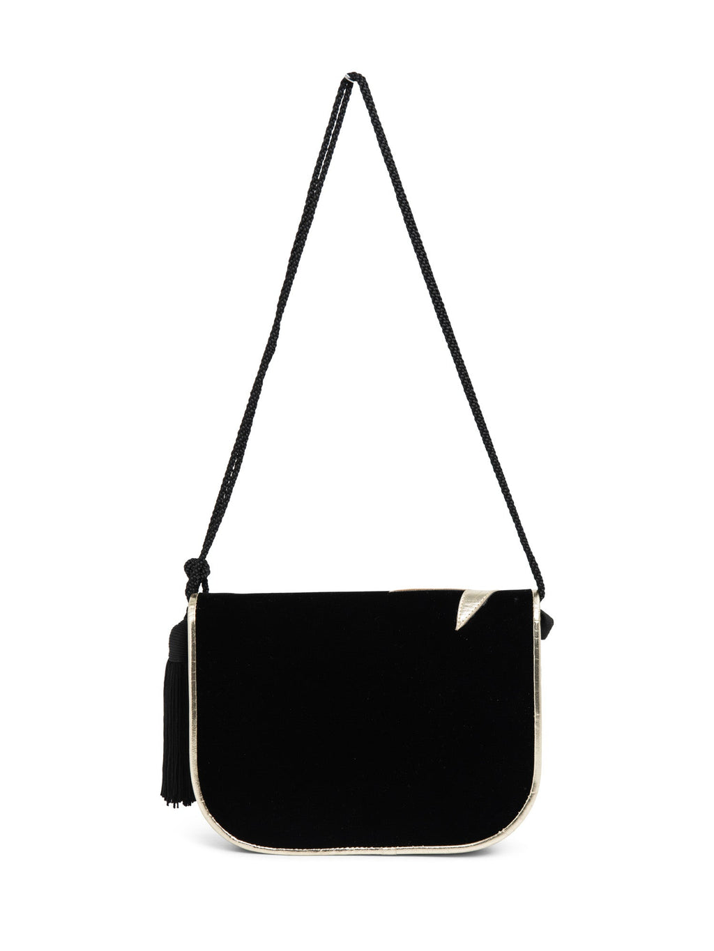 Yves Saint Laurent Velvet Tassel Messenger Bag Black Gold
