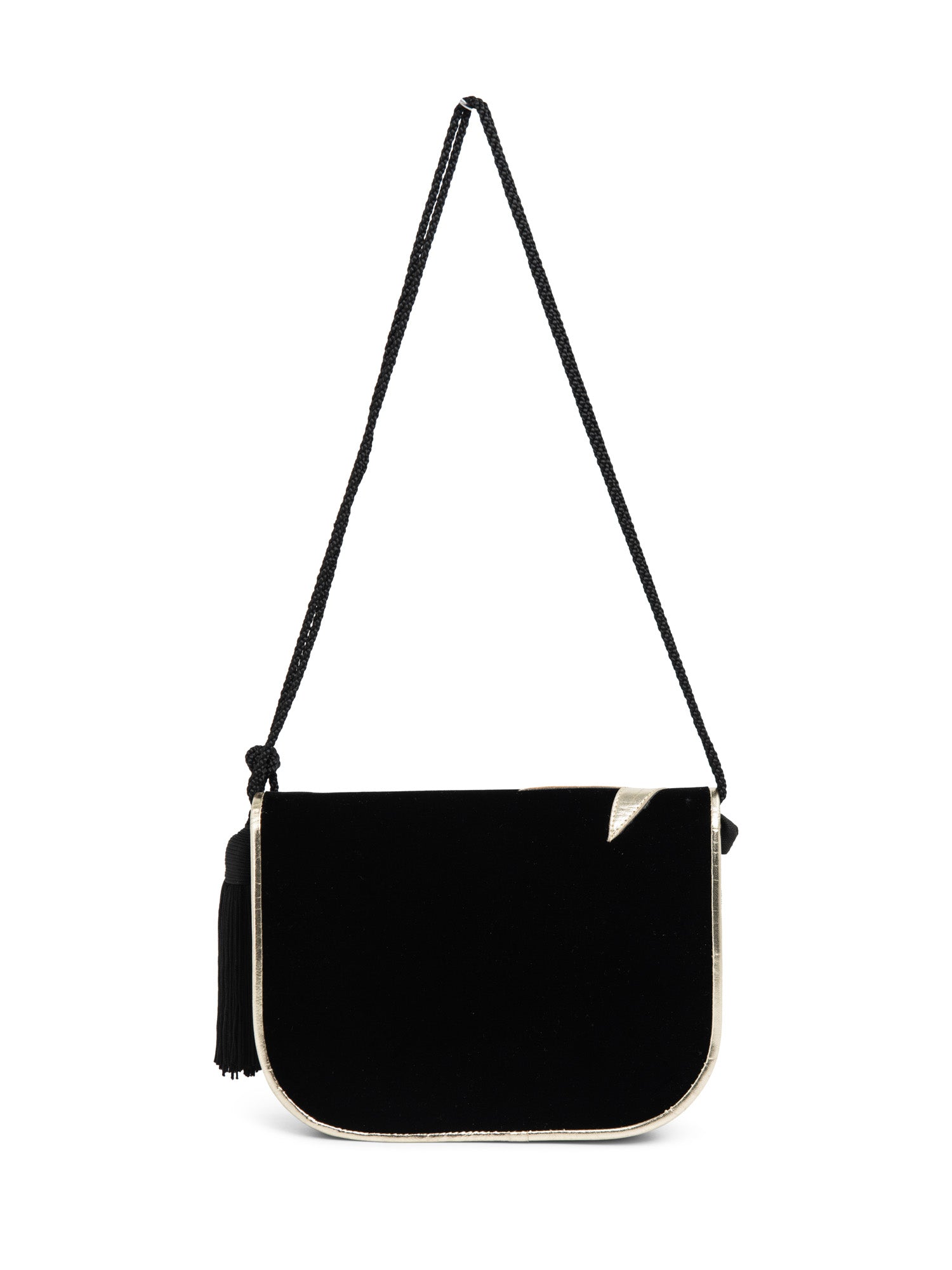 Yves Saint Laurent Velvet Tassel Messenger Bag Black Gold